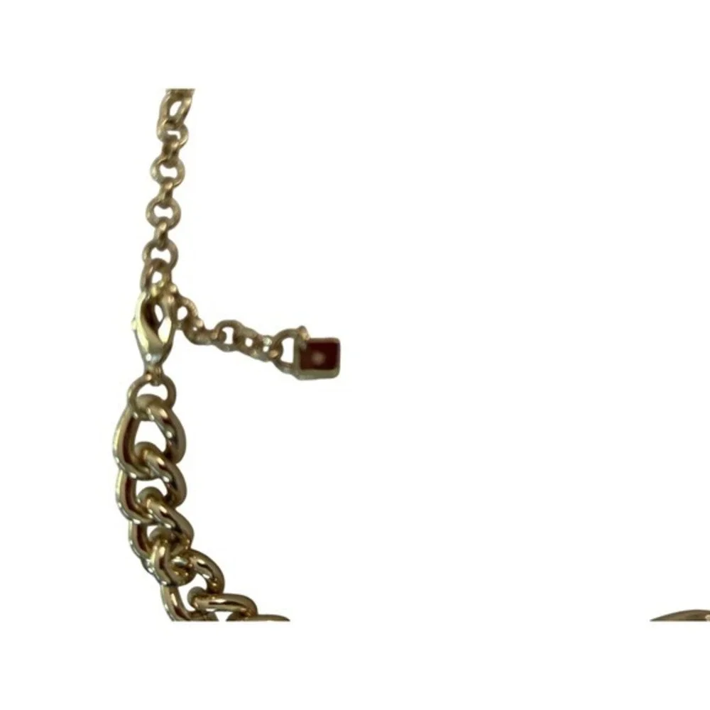 Gold Tone Chunky Curb Chain Necklace with Black Stone Accents Statement Jewelry - Picture 7 of 7